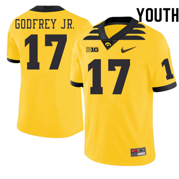 Youth #17 Rashad Godfrey Jr. Iowa Hawkeyes College Football Jerseys Stitched-Gold